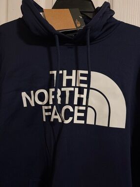 The North Face Navy Pullover Hoodie with White Logo